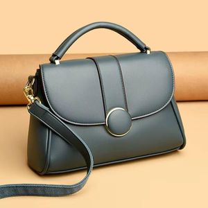 Sac à bandoulière à rabat en cuir PU pour femmes professionnelles avec sangle détachable et poignée