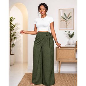 Mode Ensemble top & Pantalon large taille haute avec nœud