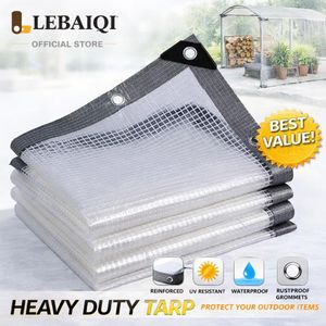 Bâche transparente renforcée en maille, ultra-résistante et imperméable – Bâche de protection en vinyle transparent avec œillets métalliques – 2X2M