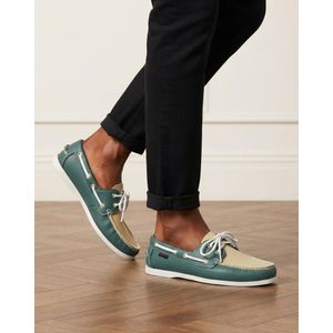  baladeuse homme en cuir-beige/vert