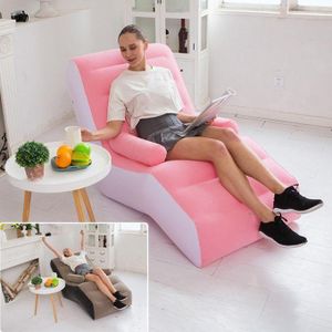 Fauteuil gonflable canapé en PVC souple et pliable rose pour la maison, le lit, l'intérieur et l'extérieur avec Pompe à Air électrique graduit