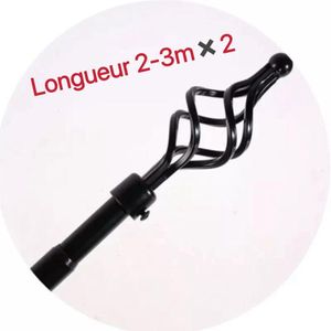 Belle  Lot De 2 Tringles à Rideaux Extensible 2m a 3m noir