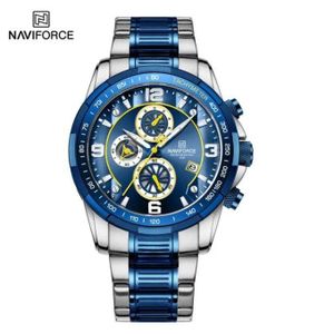 Naviforce Montre Homme De Luxe à Quartz avec Affichage date, en Acier inoxydable, très Tendance, Nouvelle Collection NF8020 BN