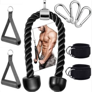Accessoires pour attelle de biceps de fitness (corde à double extrémité + bande de résistance + sangle de cheville + crochet)