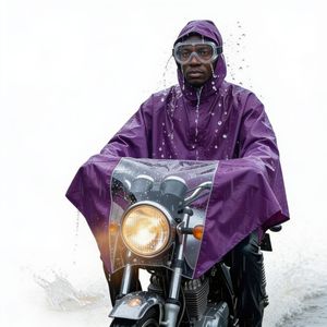 Kit Moto Anti-Pluie Premium : Poncho Intégral XXL (Chauffeur + Porte-Bagage) + Lunettes de Protection Étanches - Mauve