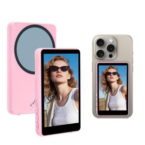 Écran Miroir Arrière Magnétique MagSafe pour Smartphone – Édition Rose Pastel
