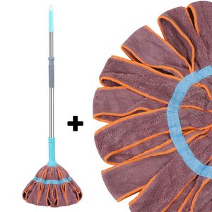 Vileda Balai à franges en microfibre pour le nettoyage des sols - Manche essoreur, durable, facile à utiliser, nettoyant efficace pour le parquet, le carrelage + 1 tête de rechange gratuite
