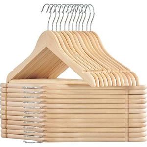 Cintre En Bois Bambou. Lot De 10 Cintres Antiglisses Avec Crochet Pivotant à 360°.
