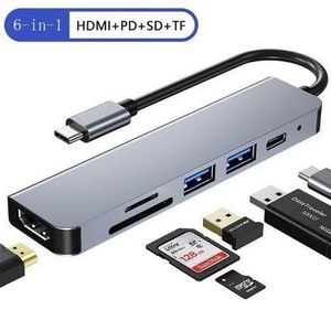 Hub USB-C 6-en-1 – HDMI + PD + USB 3.0 + SD/TF – Adaptateur Multiports Haute Performance