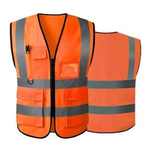 Gilet Protection Sécurité, Chasuble multi poche Orange