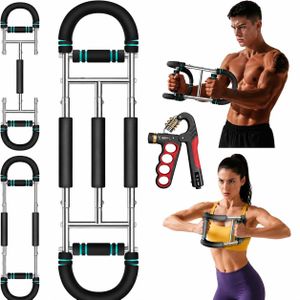 Appareil de musculation multifonctionnel en forme de U pour les bras, équipement d'exercice réglable + Une paire de Renforceur de Poignée Réglable avec Compteur – 5 à 100KG ( Couleur dépend du Stock disponible )