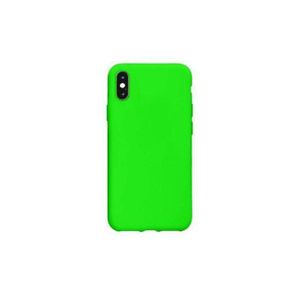 coque sillicone iphone X - vert+ecouteur graduit