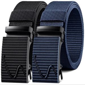 GtyGo Lot de 2 ceintures en nylon à boucle automatique, noir et bleu