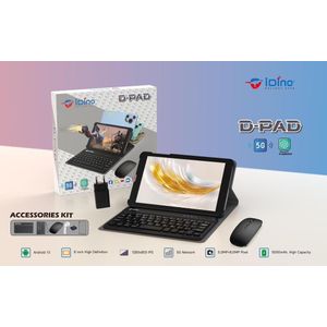 Idino Tablette PC D-PAD 8 Gram/256Gb Android 13 8 pouces haute définition 1280x800 IPS Réseau 5G 5.0MP+8.0MP Pixel 5000mAh, haute capacité Couleur : gray