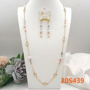 Ensemble Chaîne Bijoux Sautoir Or Plaqué Pour Femme Avec Boucles D’oreilles