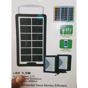 Kit Solaire Projecteur  2 Ampoules LED + Charge Téléphone