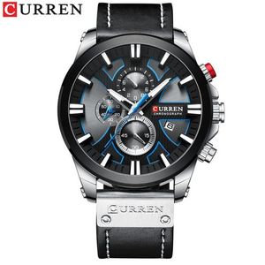 Curren Montre Homme à Quartz Fond Bleu/noir, Affichage Analogique, Chronographe Noir Avec Calendrier-Modèle 2022