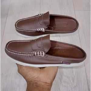 Babouche homme en cuir -authentique - confortable - chaussure de ville de style sebago - chaussure homme 