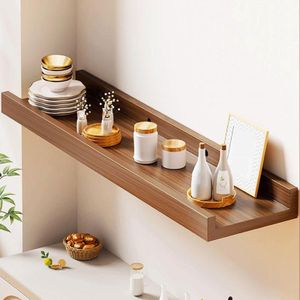 Étagère murale flottante moderne et minimaliste,Étagère de rangement effet noyer (avec garde-corps)