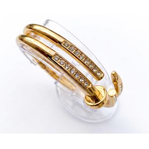 Bracelet Jonc Double Rang Motif Clou Sertie de Strass – Finition Dorée (Style Glamour & Tendance)