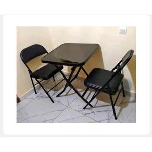 Table Pliante Vitré Carrée + 2 Chaises Pliantes