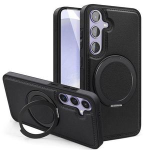 Coque de protection luxueux avec support rotatif à 360° pour Galaxy S25 - Noir