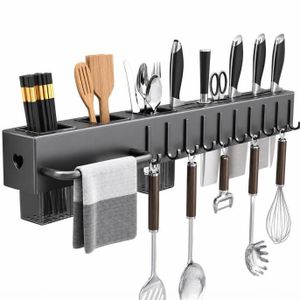 Porte-Ustensiles Et Porte-Outils Mural Multifonctionnel - Rangement Pour Vaisselle Et Outils De Cuisine  50 cm- Noir