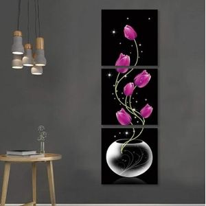 Cadre décoratif 3 pièces, tableau artistique, version verticale, pour balcon ou couloir, maison