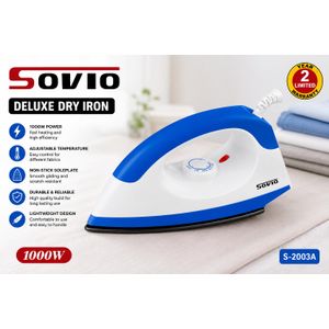 SOVIO Fer à repasser repassage à sec, petit électroménager, fer 1000W, électroménager maison
