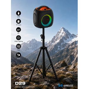 Enceinte Bluetooth Portable D29 + Support Trépied – RGB LED Sans Fil