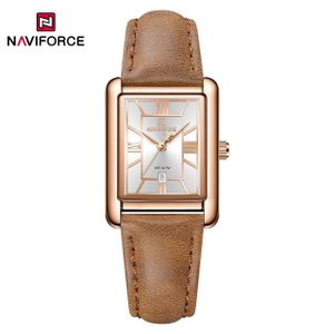 Naviforce Montre de luxe cadran rectangle pour femme kaki