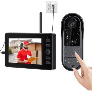 Visiophone Sans Fil avec Écran Moniteur - Sonnette Vidéo Intelligente avec Caméra HD et Interphone de Sécurité