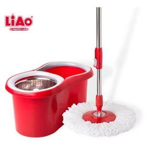 Balai serpillière rotatif 360 avec seau couleur rouge 