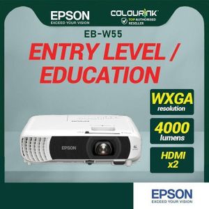 Epson Vidéo Projecteur EB-W55 - 4000 Lumens - WXGA - HDMI - 2PORT USB - WIFI INTEGRE - GRAND TAILLE D'IMAGE JUSQU'A 320 POUCES 
