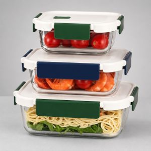 Lot de 3 Boîtes de Conservation Alimentaire en Verre