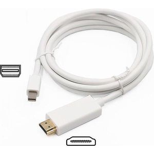 Câble Mini DisplayPort vers HDMI Mâle - Câble Adaptateur Direct Haute Performance Ultra HD 4K - Pour MacBook, PC, Moniteur et Projecteur - Blanc, Plug & Play