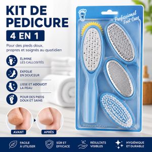 Set de Soins pour les Pieds 4 en 1 – Lime, Râpe Exfoliante et Brosse