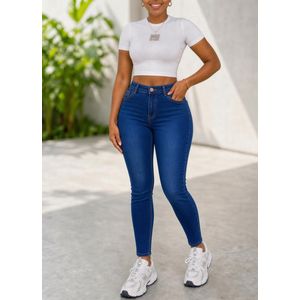 Patalons Jean Skinny Taille Haute Bleu 