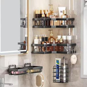 Étagère de salle de bain 5 pièces, support de douche d'angle auto-adhésif