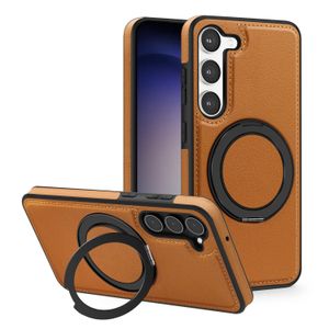 Samsung Coque de protection luxueux avec support rotatif à 360° pour Galaxy S22 - Marron