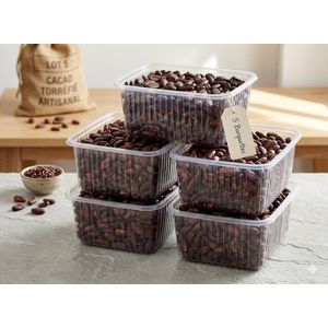 Lot de 5 boites de Fèves de Cacao Torrifié