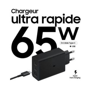 Chargeur 65W Rapide avec 3 entrées de charge + un câble type C
