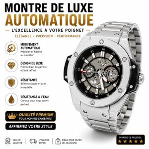 Article Montre de Luxe Automatique Homme – Bracelet en Acier Inoxydable – Style Élégant et Premium