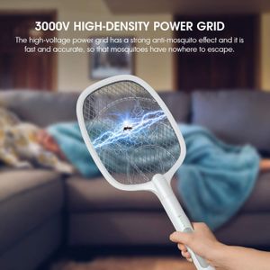 2-in-1 Rechargeable Electric Bug Zapper Racket & Mosquito Lamp – Fly Swatter With Safe Triple Mesh, 1200mAh Battery For Indoor & Outdoor
