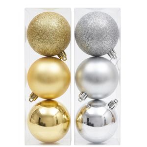 Lot de 6 Boules de Neige / Boule Décoration de Noël -Gris /Or.