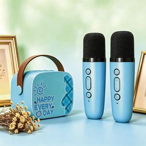 Basix Enceinte karaoké sans fil avec double microphone, Bluetooth 5.1, son surround 3D haute fidélité, effets vocaux magiques, machine karaoké portable rechargeable Haut-Parleur karaoké Portable pour Chanter, Parfait pour Fêtes à la Maison et Cadeau Enfant 