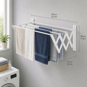  Séchoir  A Linge Mural  90 CM- BLANC