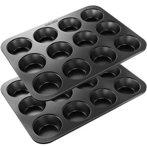 Moule à Muffins 12 Cavités – Lot de 2 Pièces Antiadhésives