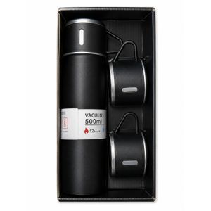 Thermos isothermique 500ml avec 2 tasses, double paroi en acier inoxydable - 