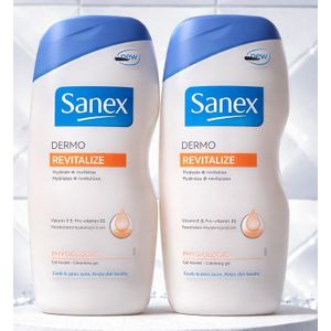 Lot De ( 2 × 500ml ) Gel Douche Revitalisant, Hydratant SANEX DERMO Peaux Normales à Sèches Importé De France 